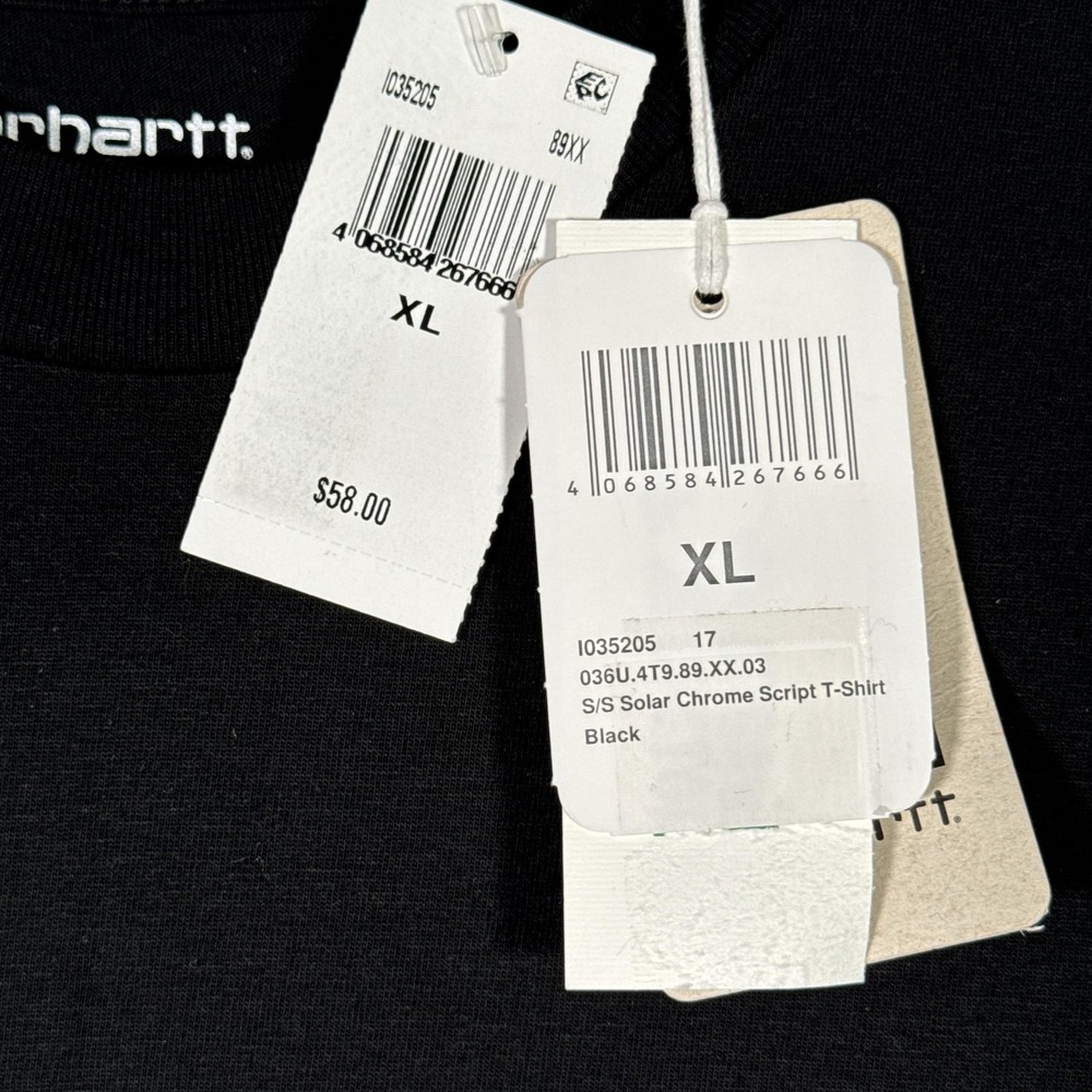 Carhartt Shirt Mens XL Black Solar Chrome Script Work In Progress Graphic Tee - Picture 3 of 9